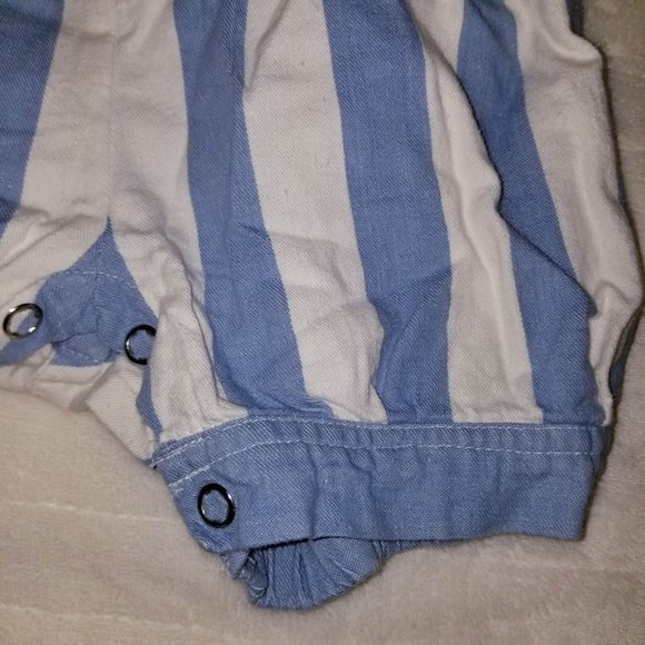 Y2K St. Tropez Baby Boy Overall Blue White Striped Size 3T - Picture 4 of 6